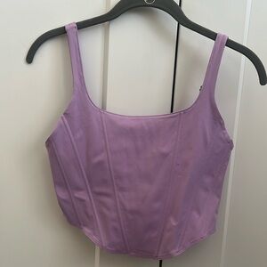 Purple corset style cropped zip-up top